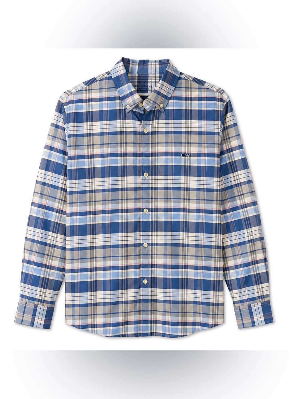 Vineyard Vines Boys On-The-Go Performance Plaid Whale Shirt XL